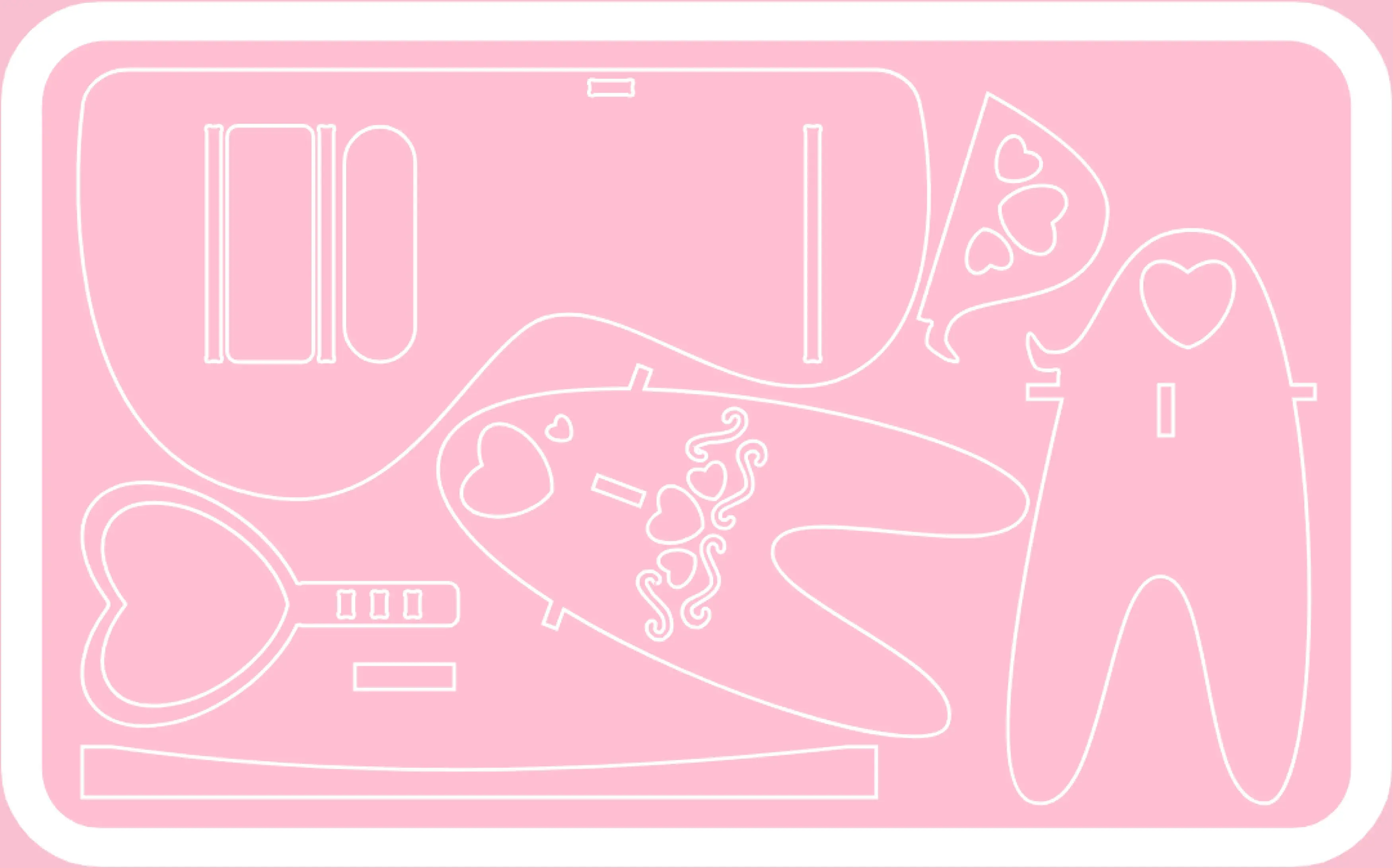 A diagram showing how the parts would be laid out in the packaging that the final product would be shipped in.
