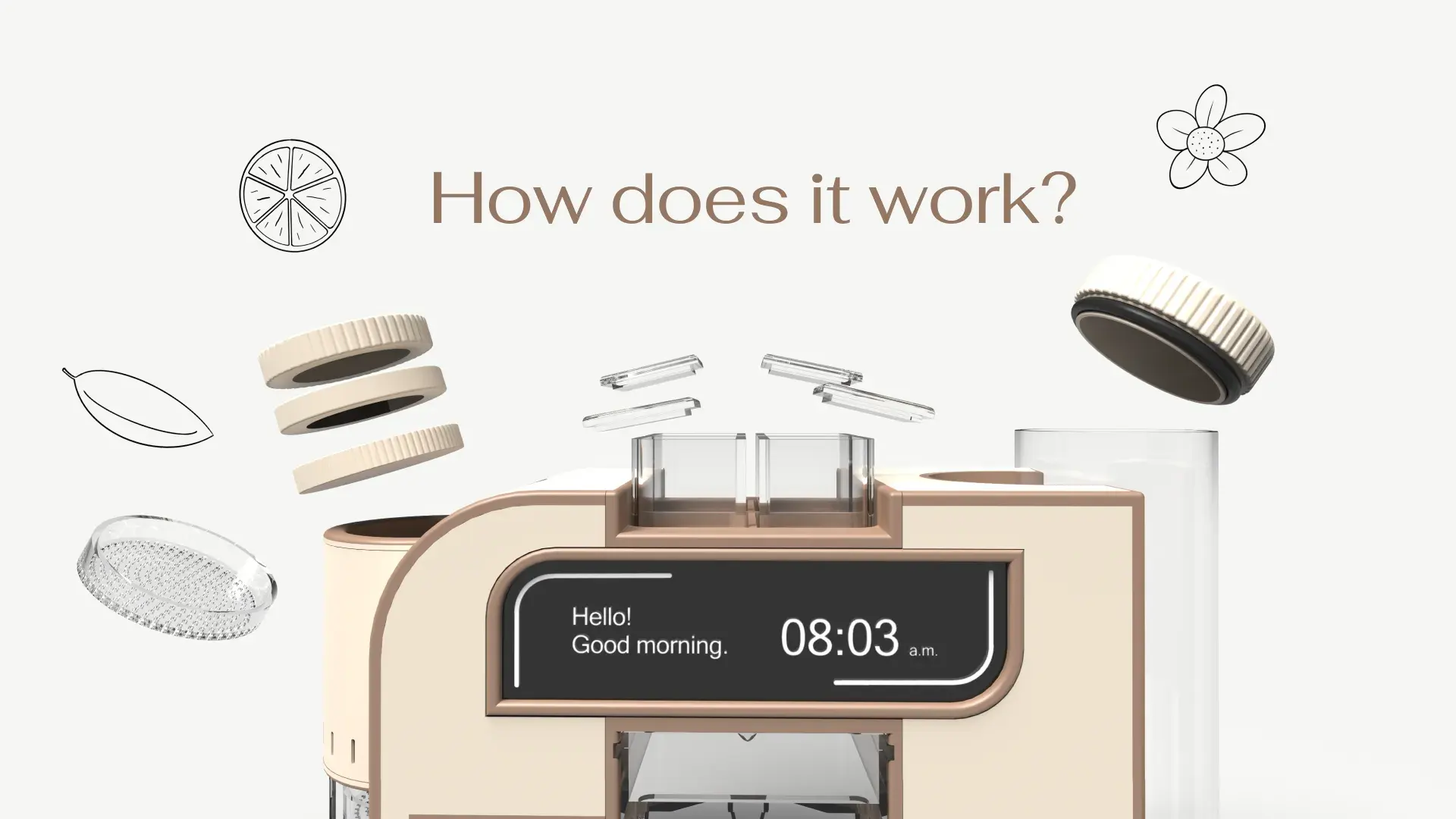 Hero rendering of the Infinitea product in front of a featureless background space. The infinitea branding is prominently displayed on the left half of the image, while the render of the product is featured on the right half.